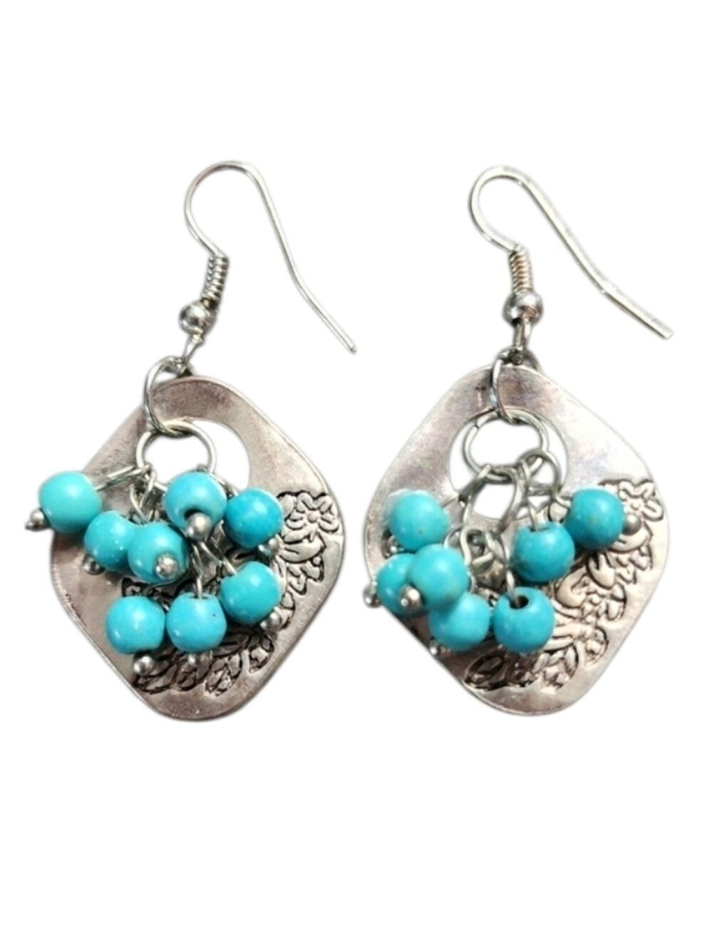 Turquoise and Silver Dangle Earrings